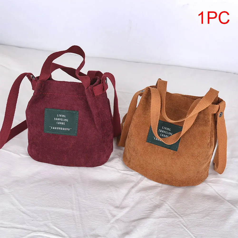 

Organizer Makeup Student Wallet Shoulder Corduroy Women Bag Canvas Vintage Simple Holder Mobile Phone