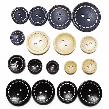 

ZIEENE 1000PCs Natural Wood Matte Laser Dashed Wooden Buttons Denim Color Sewing Diy Scrapbooking For Jeans Handmade 2 Holes