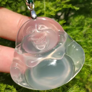 

Koraba Fine Jewelry Buddhism Natural White Jade Gemston Hand Carved White Buddha 925 Silver Pendant Free Shipping