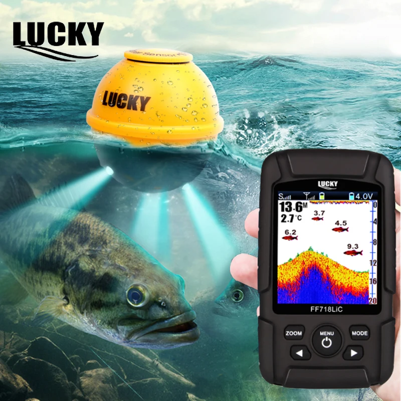 Lucky Portable Fish Finder Echo Sounder Russian Menu Wireless Depth