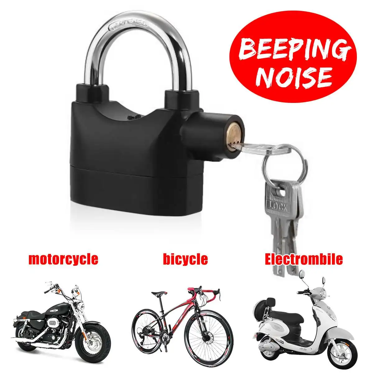 

Universal Bike Motorcycle Home Black Alarm Lock Anti Theft Security Secure 110dba