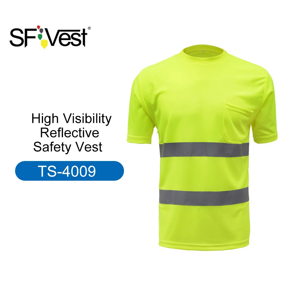 

High Visibility Reflective Safety Work Shirt Reflective Vest Breathable Work Clothes Security Reflective T-shirt Shirt