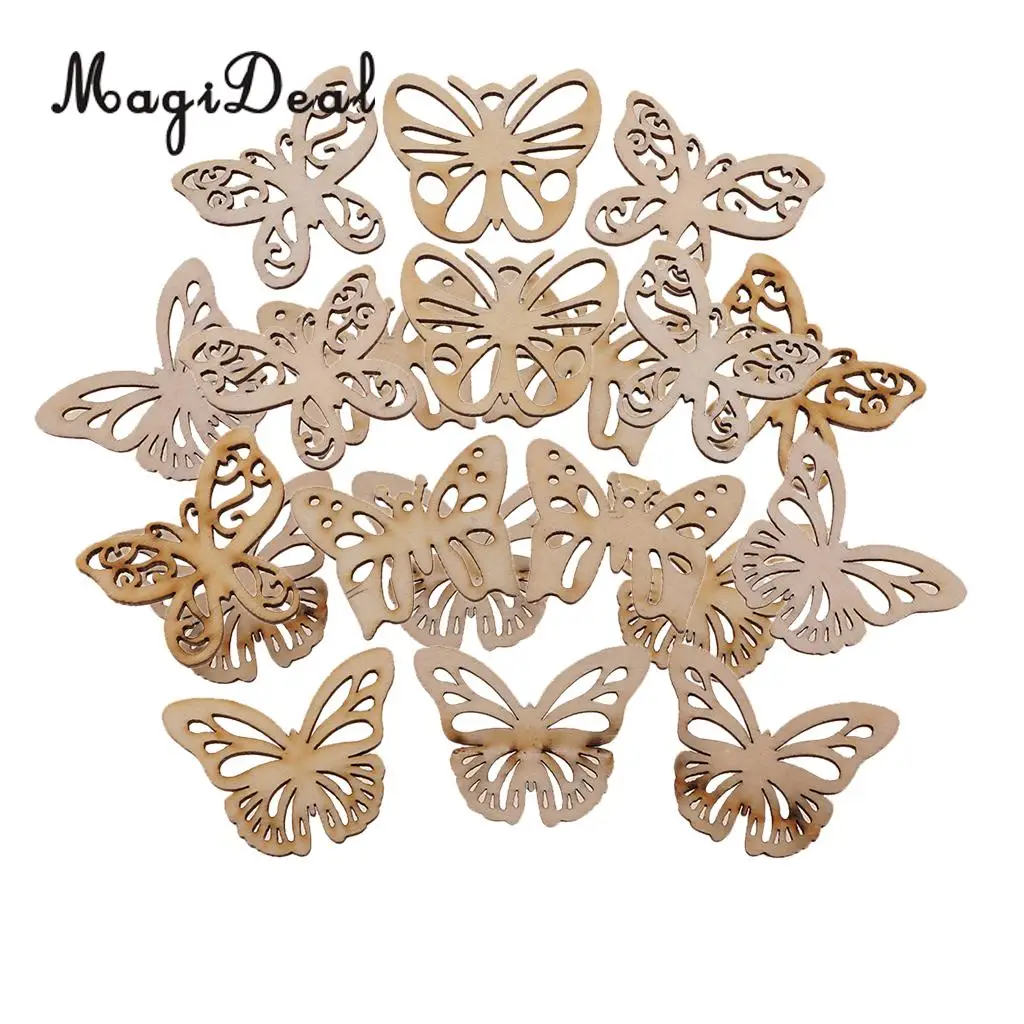 

20Pcs Natural Wood Butterfly Chic Wooden Embellishment Scrapbooking Carft DIY Wind Chimes Wedding Hanging Home Ornament Decor
