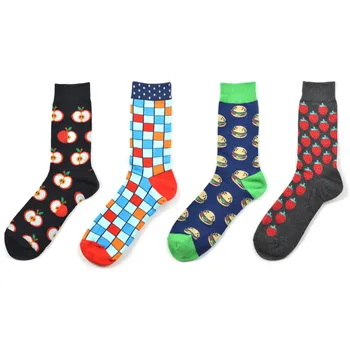 

PEONFLY Colorful Cotton Men Socks Funny Food Pineapple Pizza Hamburger Beer Chili Skate Harajuku Happy Socks for Christmas Gift