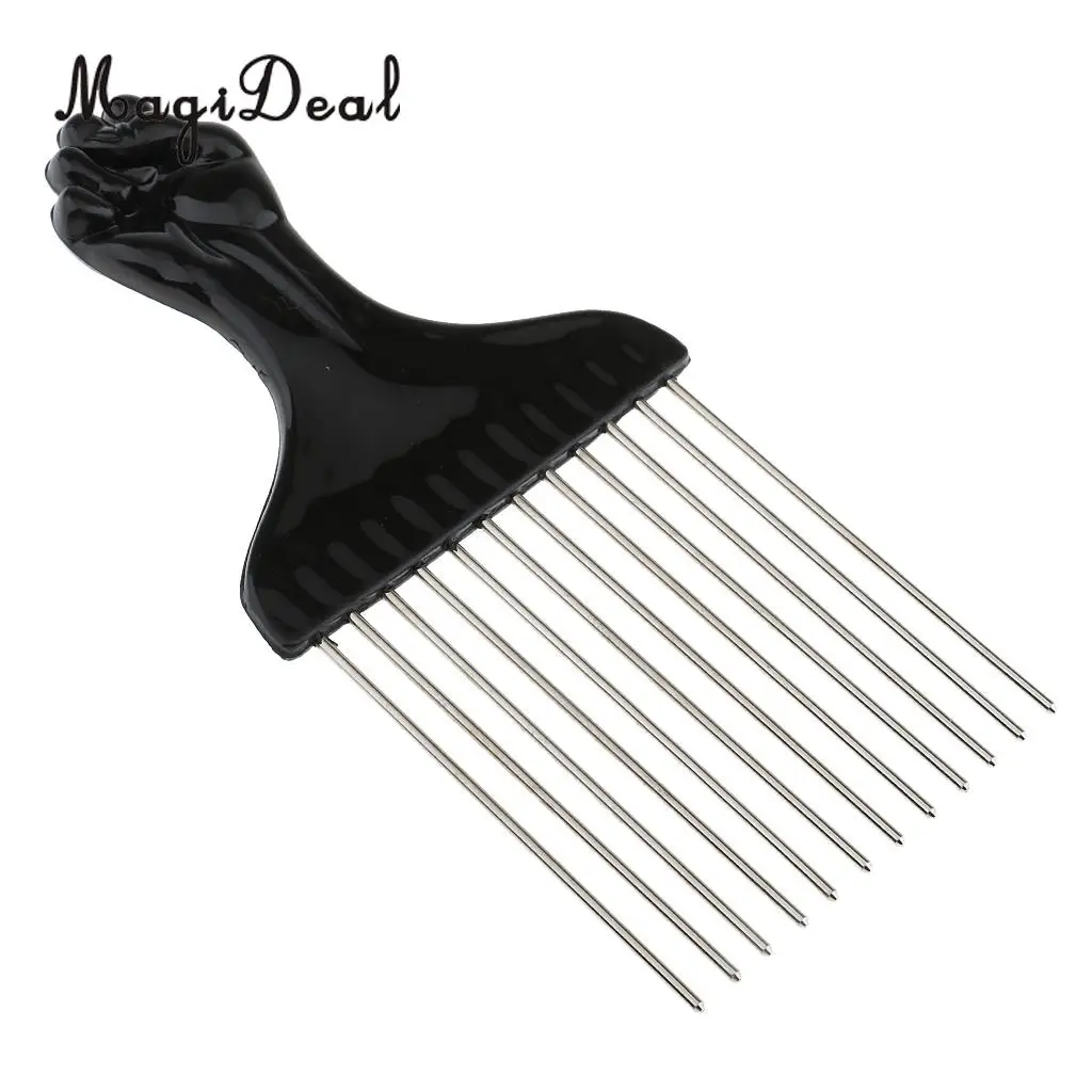 

Stainless Steel Salon Hair Cutting Styling Hairdressing Barbers Brush Comb Long Comb Teeth Non-Slip Fist Shape Handle