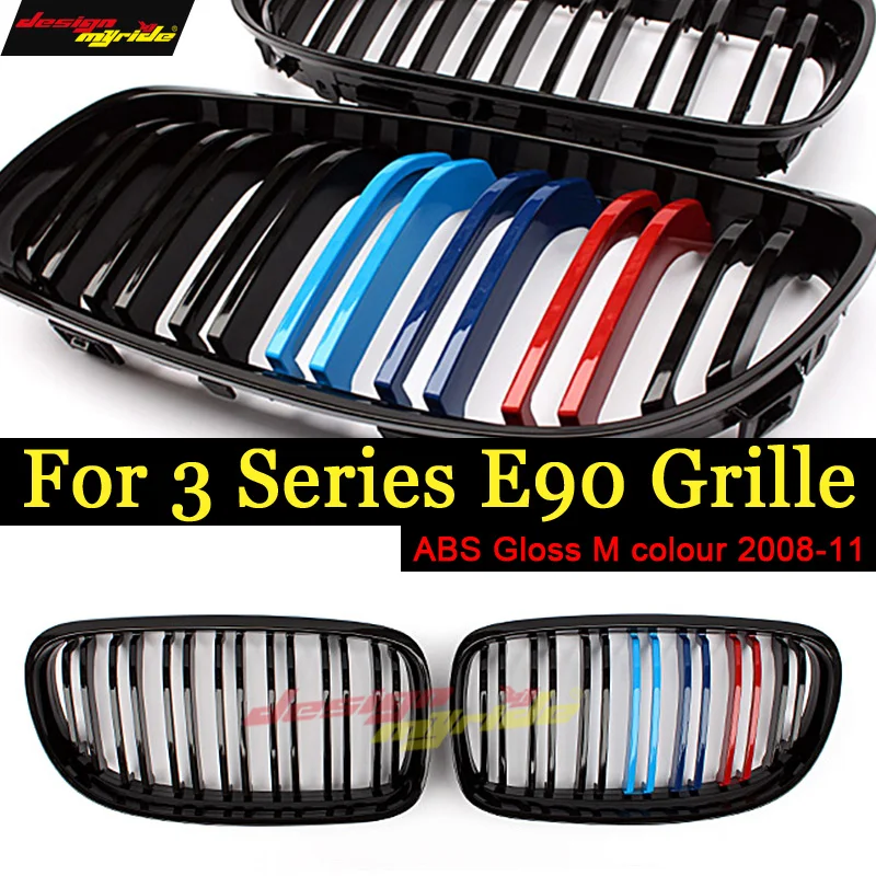 

For BMW E90 grilles LCI M3 323i 325i 328i 328xi 335i 335d 335xi ABS 2-Slat Gloss M Colour Front Kidney Grille Car-Styling 08-11