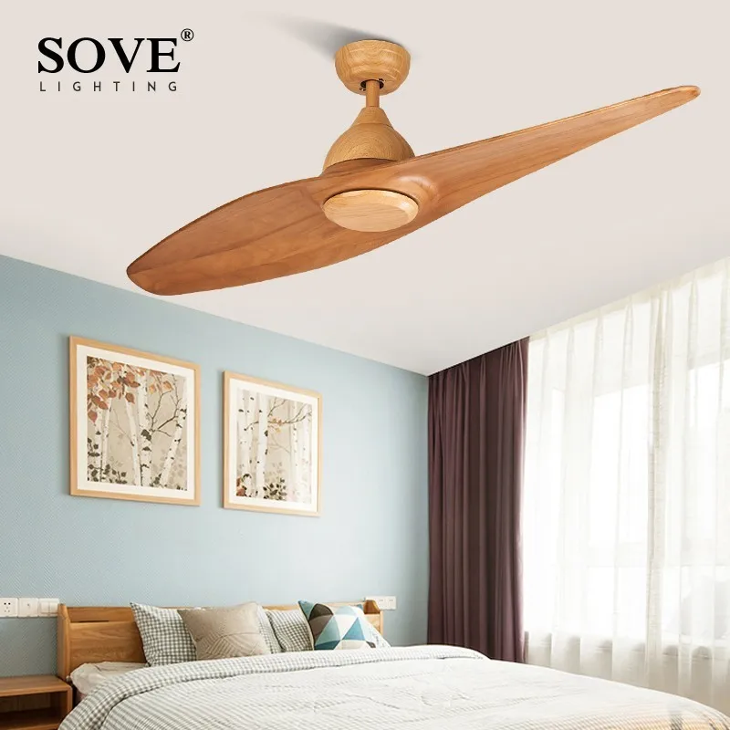 Us 366 0 25 Off Sove Creative Design 1 Blade Wooden Ceiling Fan Wood Remote Control Ceiling Fans Without Lights Retro Dc Fan Ventilador De Teto In