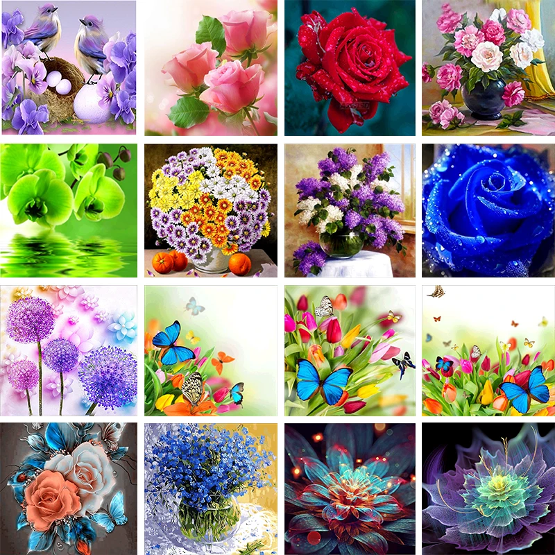 

Round 3D diy diamond painting free cross stitch kits mosaic embroidery cross stitch flower picture home decor gift