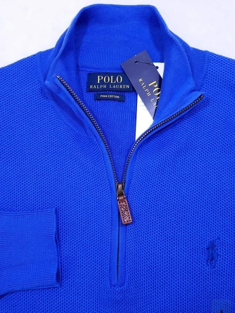 Поло Ральф Лорен 1/2 молния макет шеи свитер Пима Хлопок SZ M NWT $99 |