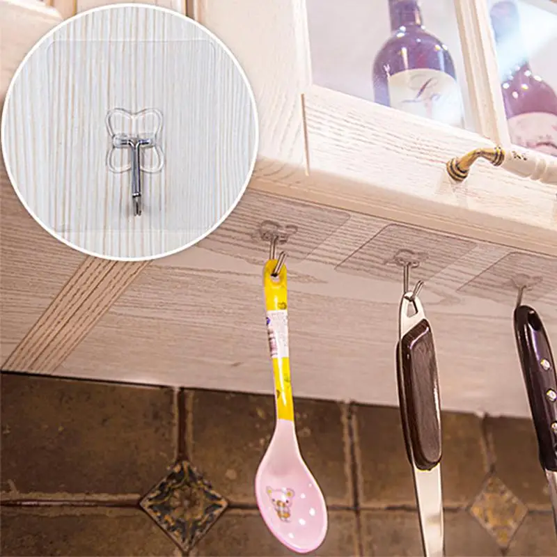 

2pcs/lot Transparent Removable Wall Strong Paste Hook Stick Home Key Towel Hanger Holder Bathroom Kitchen Hooks