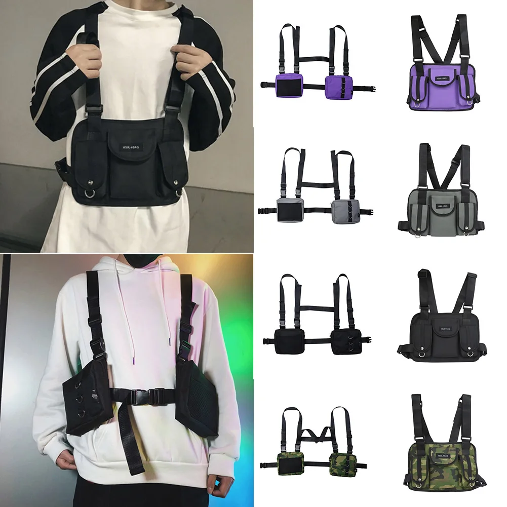 Fashion Men Tactical Harness Chest Rig Bag Unisex Hip-hop Oxford Two ...