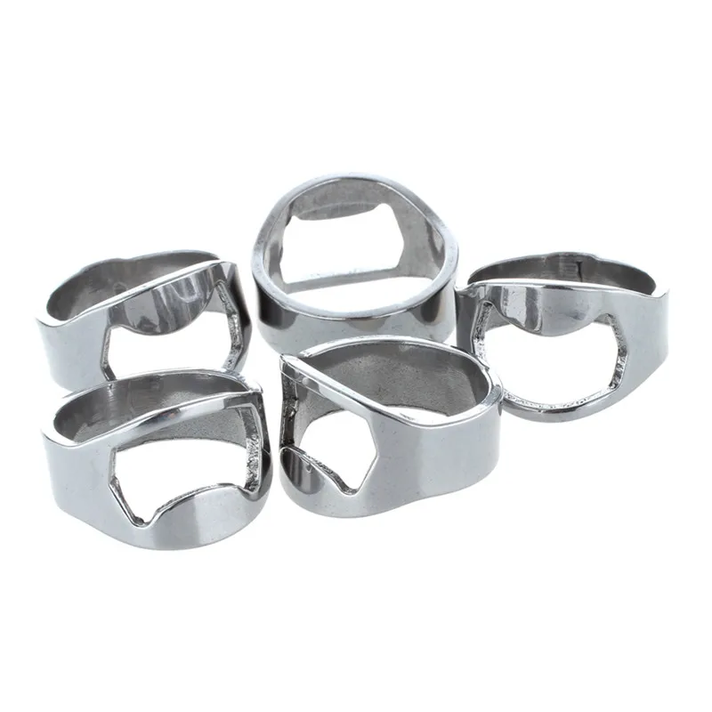 

5x Silver Stainless Steel Metal Finger Thumb Keyring Ring Beer Bottle Opener Bar