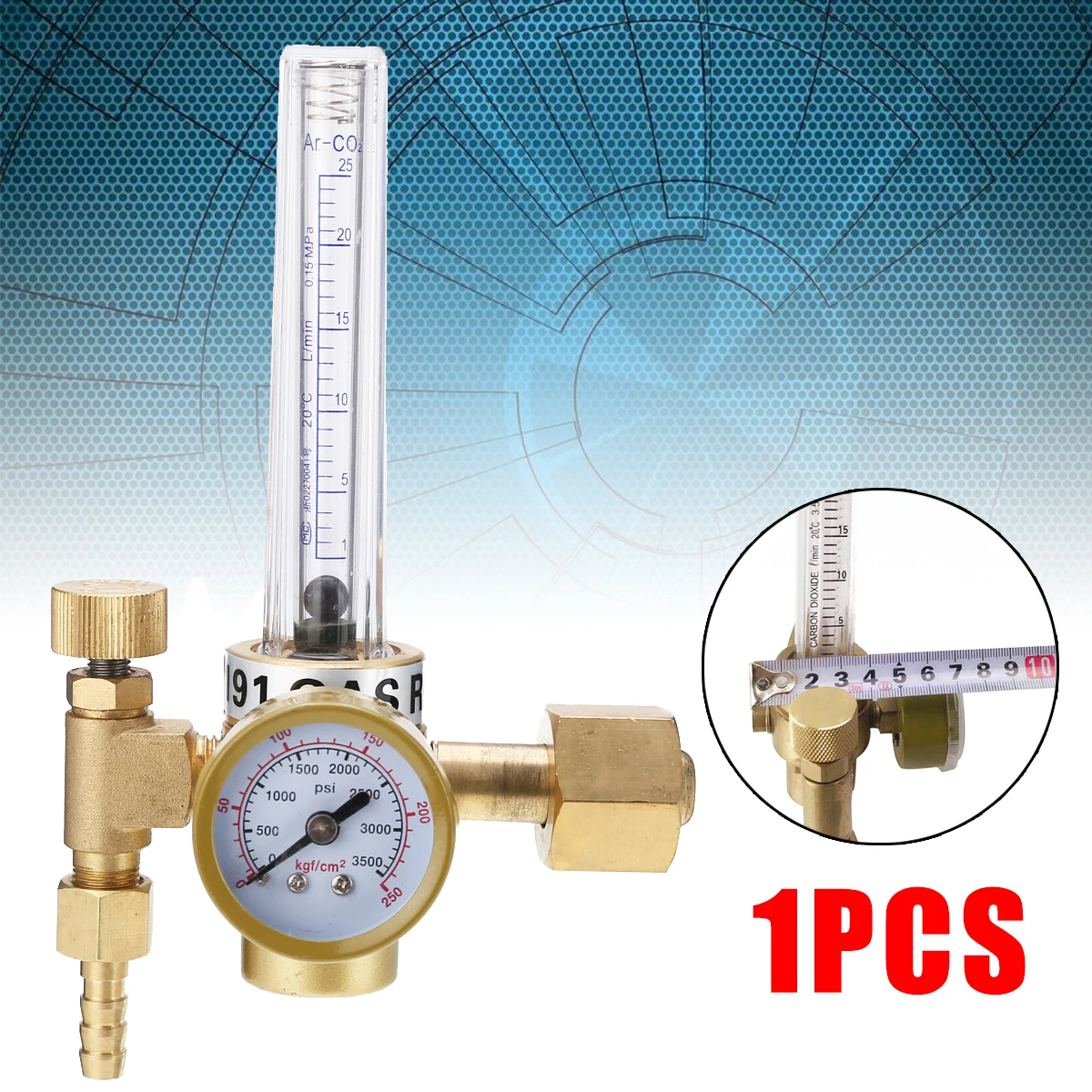 

1pc Argon CO2 Mig Tig Flow Meter Copper Gas Regulator Flowmeter Welding Weld Gauge Argon Regulator Pressure Reducer