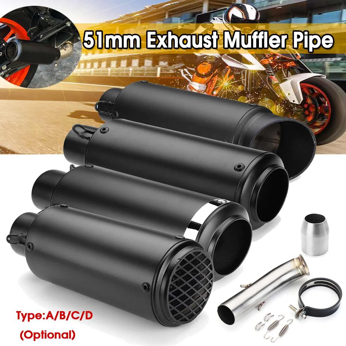 

51mm Motorcycle Exhaust Muffler Pipe Slip On Mid Link Pipe For KTM DUKE 125 250 390 RC 2017 2018