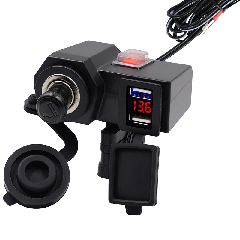 

New CS-588C1 4.2A Auto Car Interior Dual USB Faucet Charger With Voltmeter Cigarette Lighter For Mobile Phone GPS Navigation
