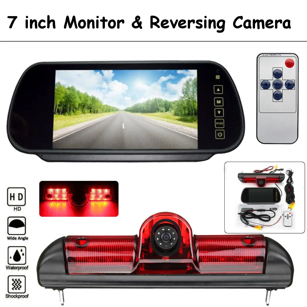 

LED IR Tail Brake Light Car Rear View Reversing Parking Camera Monitor 7''For Fiat Ducato For Citroen Relay For Peugeot Boxer