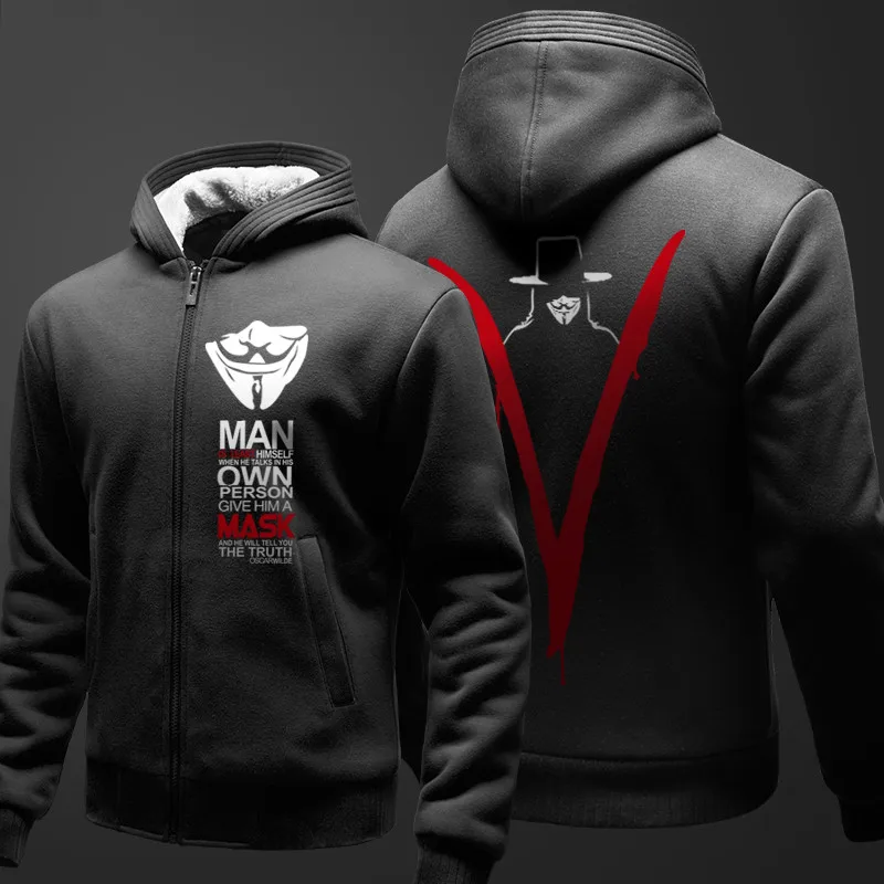 Fans Made Winter Cotton Sweatshirt V-word vendetta Hoodie SHIELD Luminous Thick Hoodies