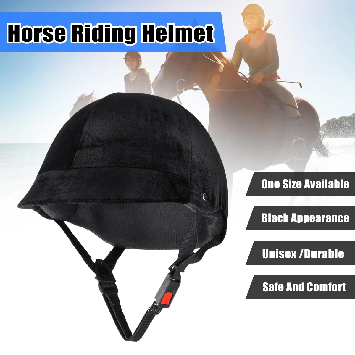 Adjustable Horse Riding Helmet Equestrian Helmet Black Half covered
