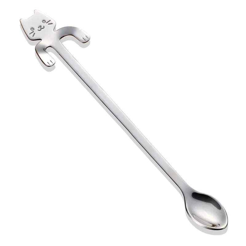 JEYL Stainless Steel Cat Coffee Drink Spoon Tableware Kitchen Supplies Hanging cups silver | Дом и сад