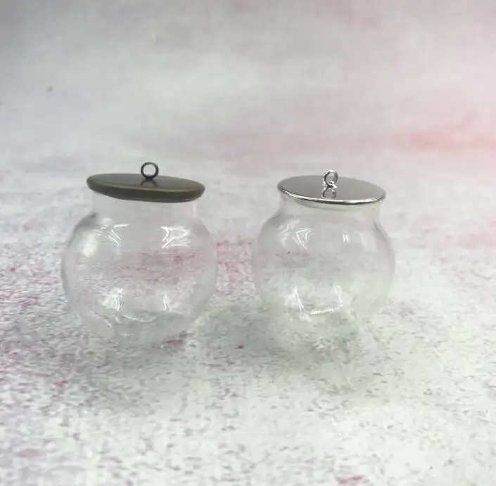 50pcs/lot 30x20mm hollow glass globe with setting base set orb vials pendant bottle jars jewelry necklace | Дом и сад