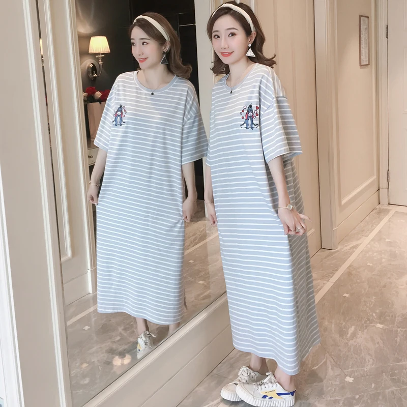 blue and white t shirt dress