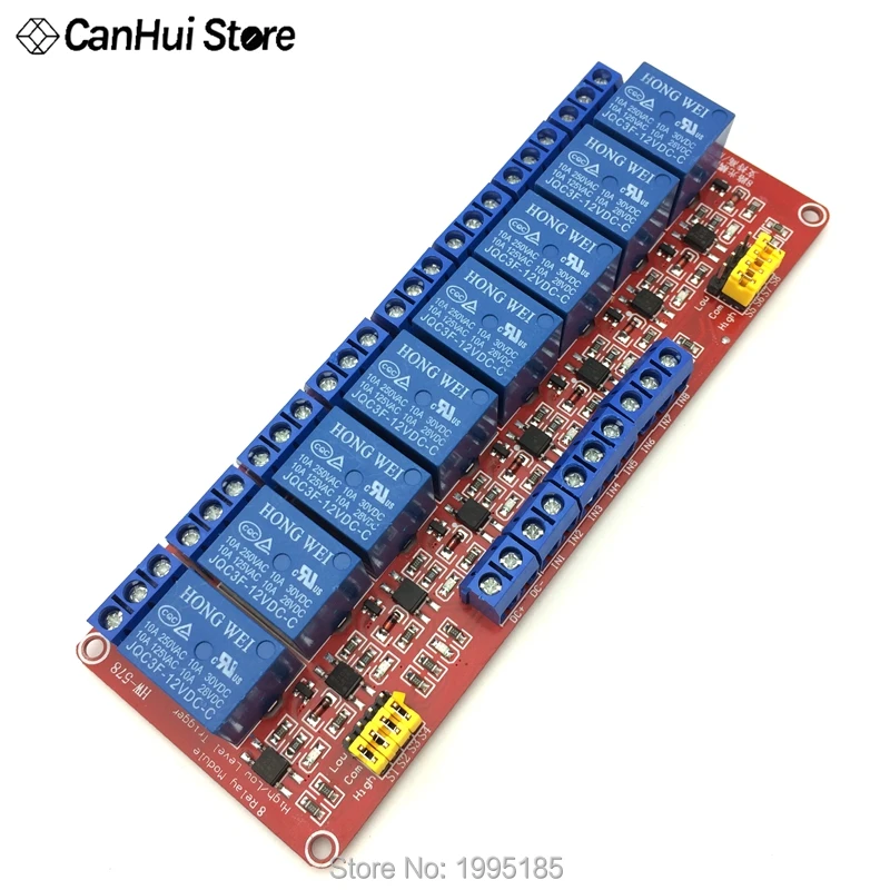 

1pcs 8 Channel 5V 12V 24V Relay Module Board Shield With Optocoupler Support High and Low Level Trigger for Arduino 1-8 Way NEW