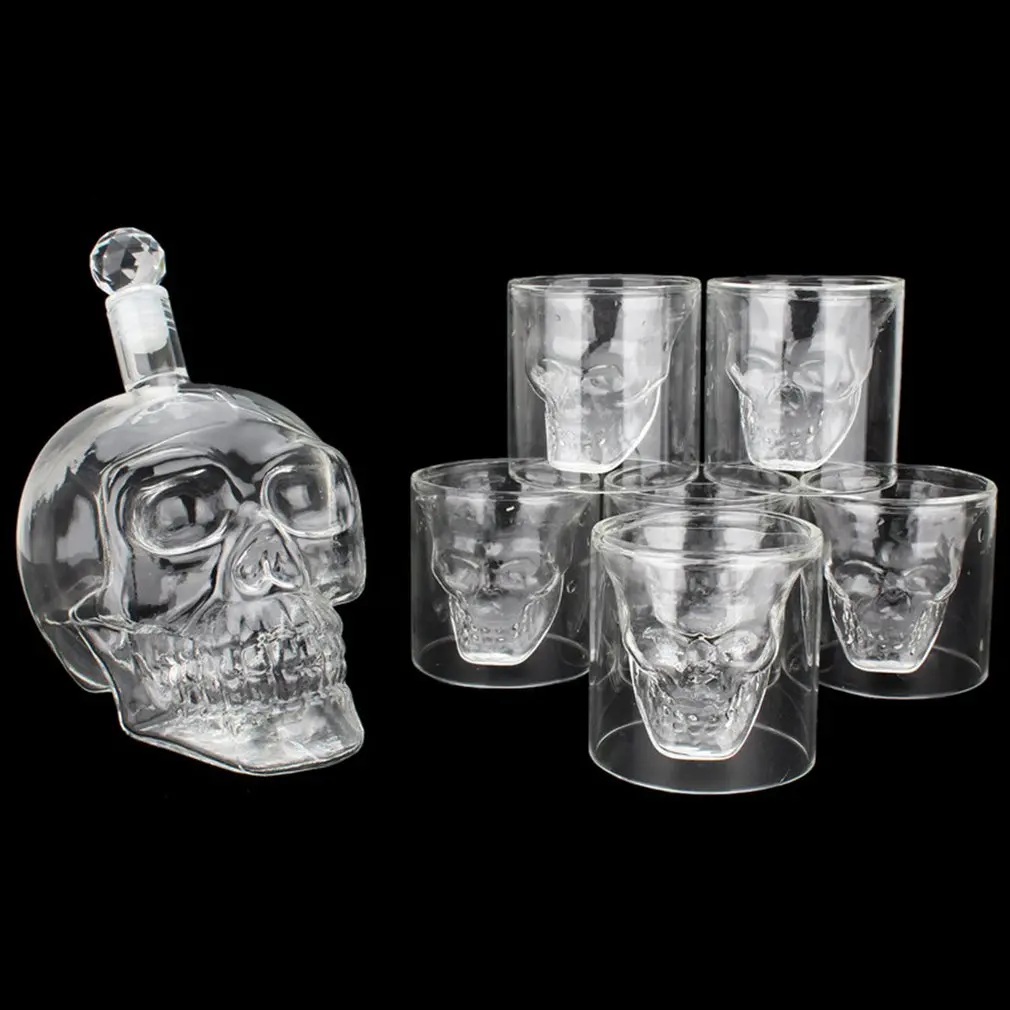 

Alcohol Bottle Set 1 Hip Flask 6 Red Wine Cups Halloween Creative Home Kitchen Gadgets Wine Bottle Set