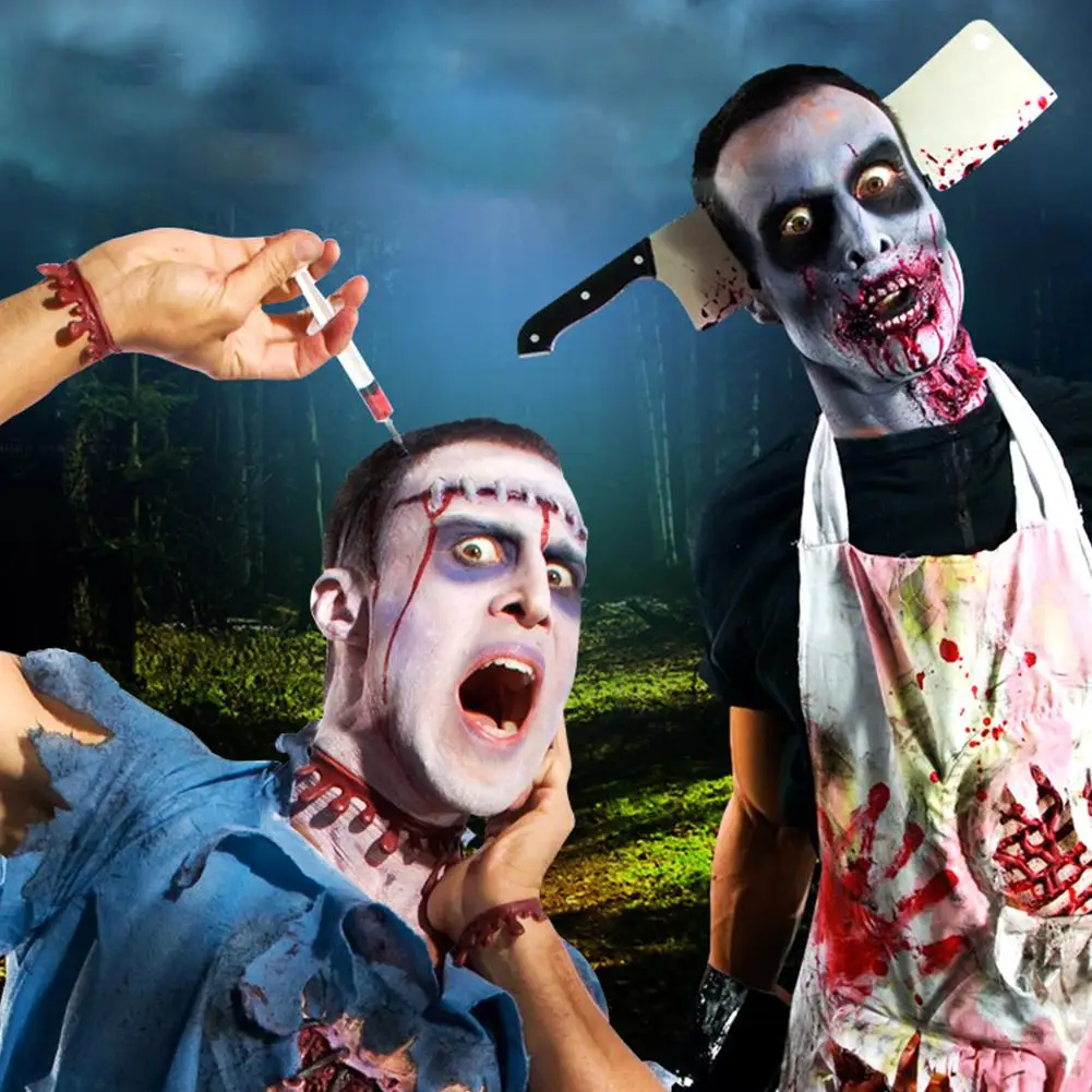 

Scary Hair Hoop Halloween Perform Props Axe Saw Nail Knife Headwear Fake Blood Scene Halloween Props