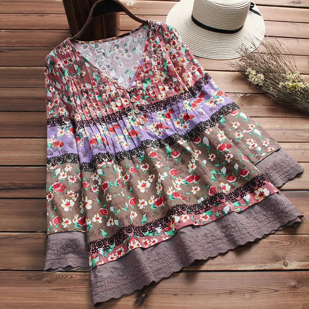 Womens Cotton Linen Embroidered Tops Trendy Boho 3/4 Sleeve Tunic Shirts Summer Dressy Casual Peasant Blouses Blue Peasant Tops For Women S At Women's Clothing Store