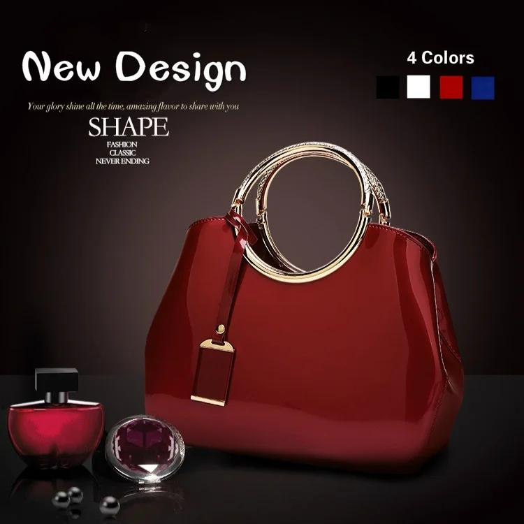

2019 New Fashion Luxury Ring Handbags Bride Dinner Party Evening Bag Elegant Lady Crossbody Bag Smooth Leather Brand Purse
