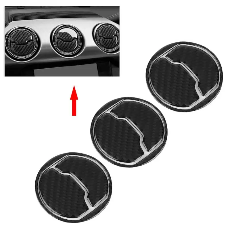 

3Pcs Carbon Fiber Front Air Outlet Panel Cover Trim for Ford Mustang 2015 2016 2017 Car Accessories