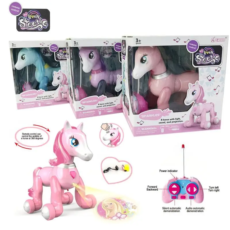 

Pony Toy Projection Toy Remote Control Pony With Light Music Touch Sensor Puzzle Remote Control Toy Gift For Children