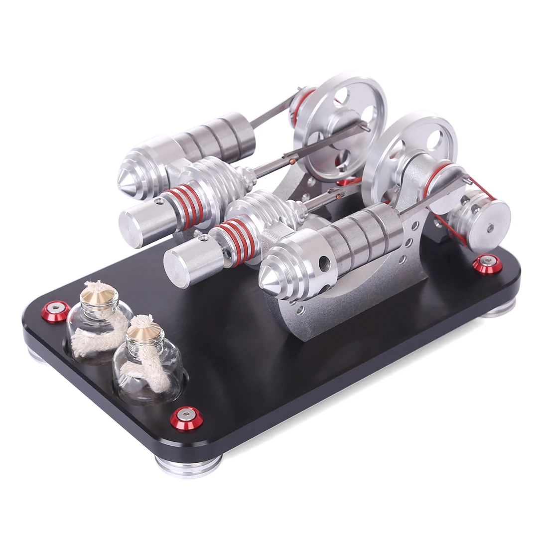 

Metal 2-Cylinder Parallel Bootable Stirling Engine Model Micro External Combustion Engine Model Educational Toy For Children Kid