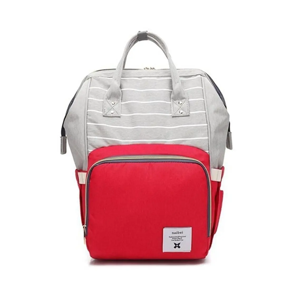 Red fashion diapers large capacity multi function care bag children travel striped backpack baby