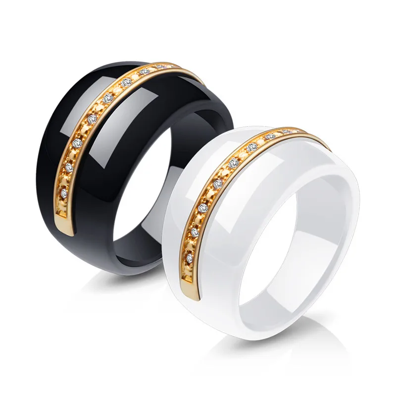 

Luxury Round AAA Zirconia Ceramic Ring Fashion Statement Ring for Couple Jewelry