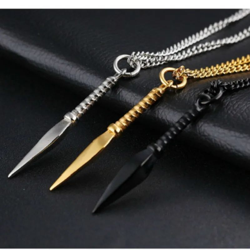 

New Male barb Pendant Silver Gold Black Pendant Necklace Men Stainless Steel chain punk erkek kolye Jewelry corrente masculina