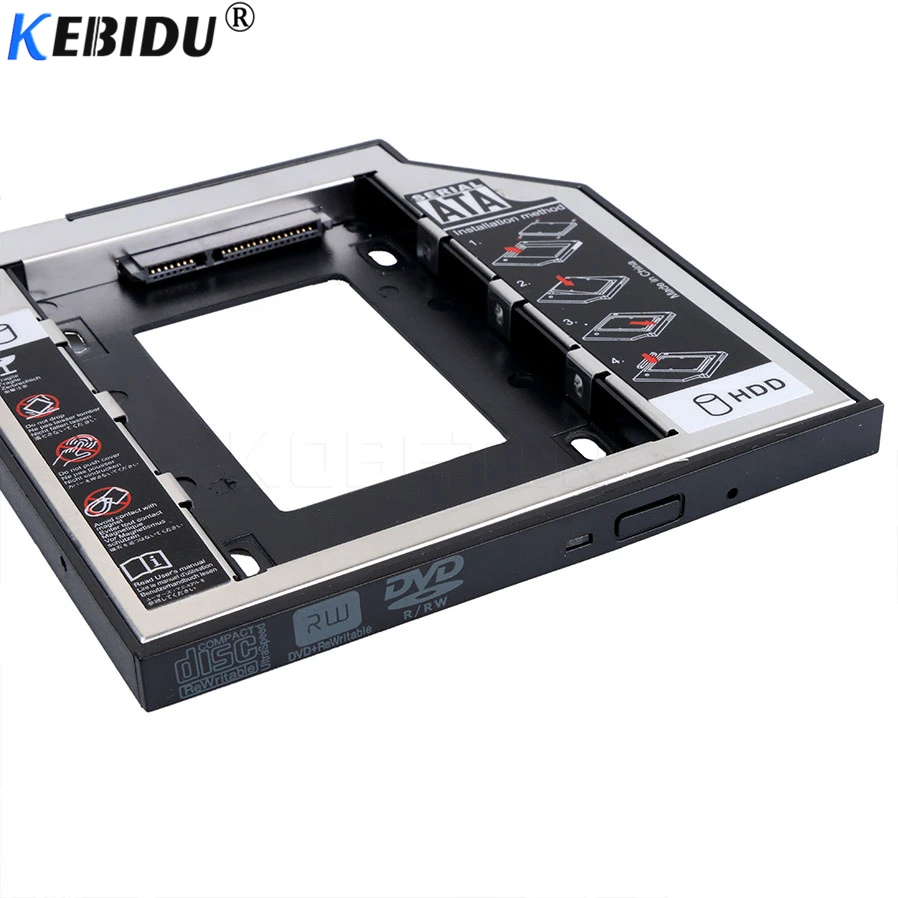 Kebidu SSD HDD HD Жесткий диск Драйвер Caddy Внешний чехол SATA для SATA пластик 2nd для CD DVD DVD-ROM Оптический отсек для ноутбука