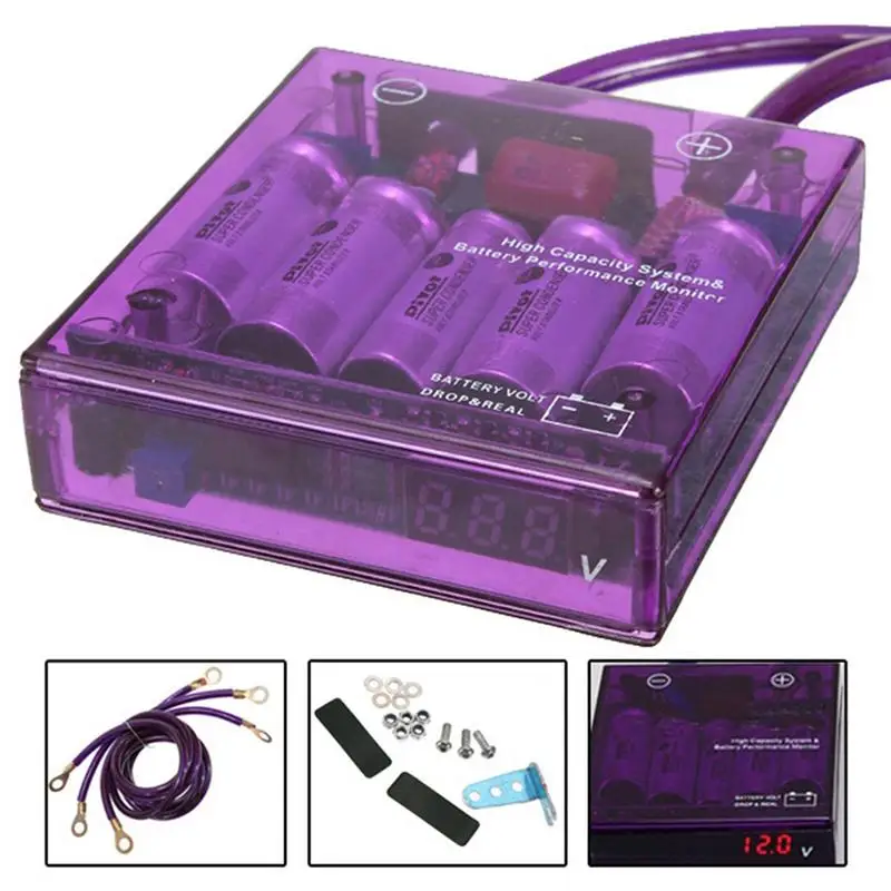 

1PC Purple Car Electronic Rectifier Truck Fuel Saver Voltage Car Regulator Electronics Voltage Protector With 3 Ground Wires