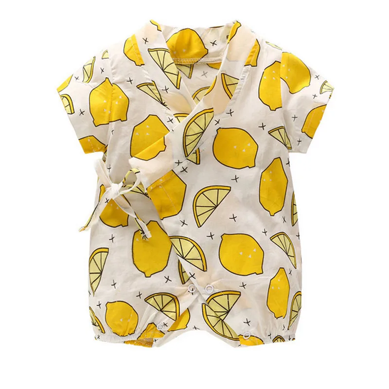 2019 لطيف طفلة الصيف الملابس القطن لينة البطيخ الليمون رومبير بذلة تتسابق ل الوليد الرضع ملابس الأطفال