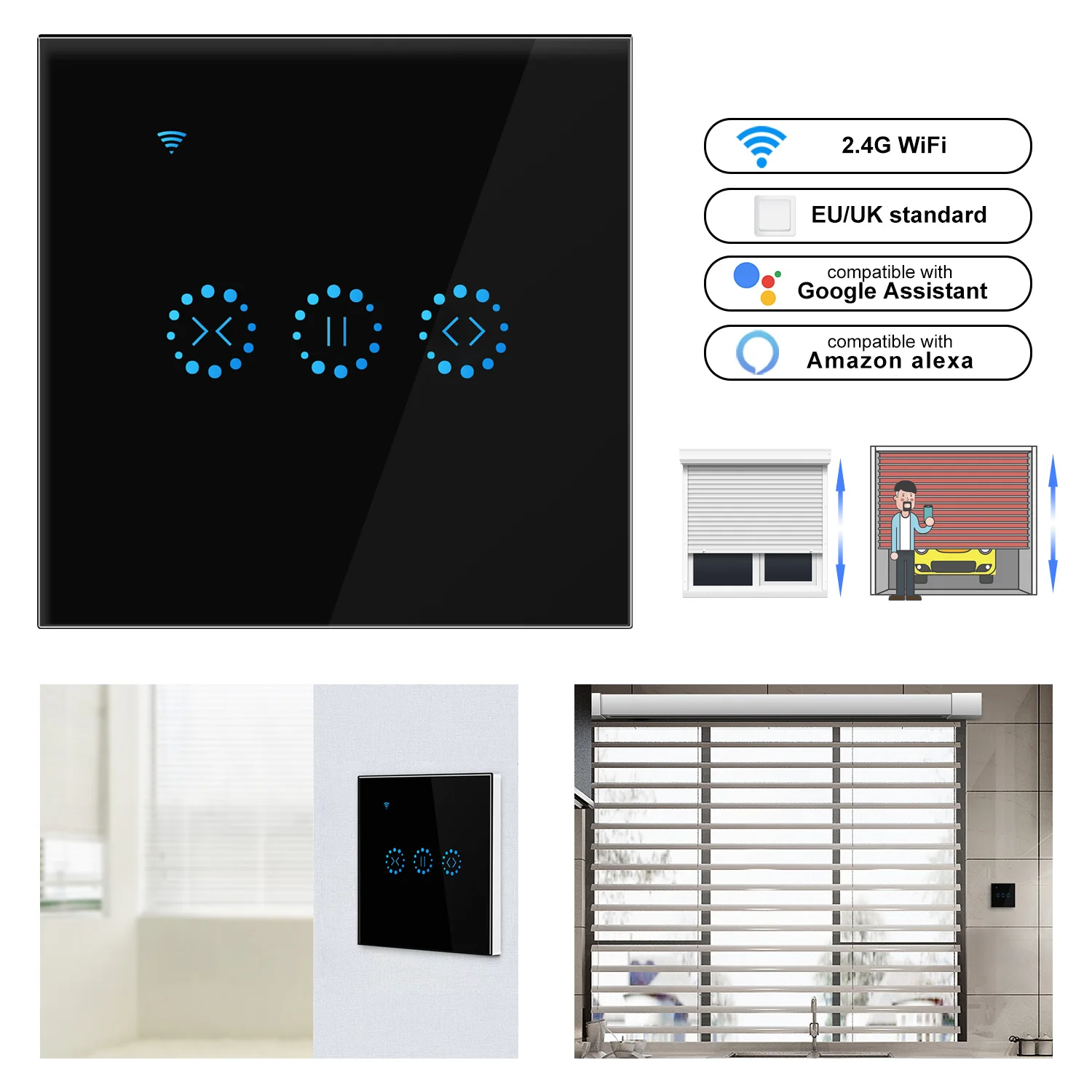 AC110-250 V WiFi Электрический сенсорный жалюзи Шторы переключатель приложение голосовой Управление от Alexa Echo механический предел жалюзи