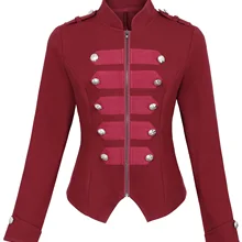 Chaqueta de mujer para club de fiesta retro vintage slim steampunk gótico con adornos y botones cremallera frontal militar medieval abrigo señora Tops