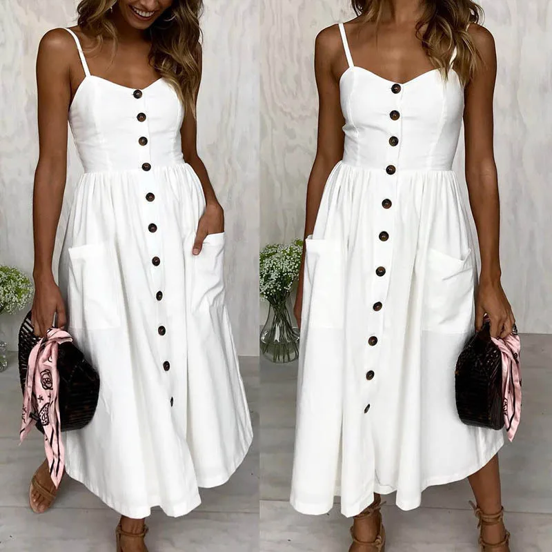 

2019 Summer New Women Fasihon Sexy Strapless Button Dresses Casual Striped Party Dress Sundress Vestidos