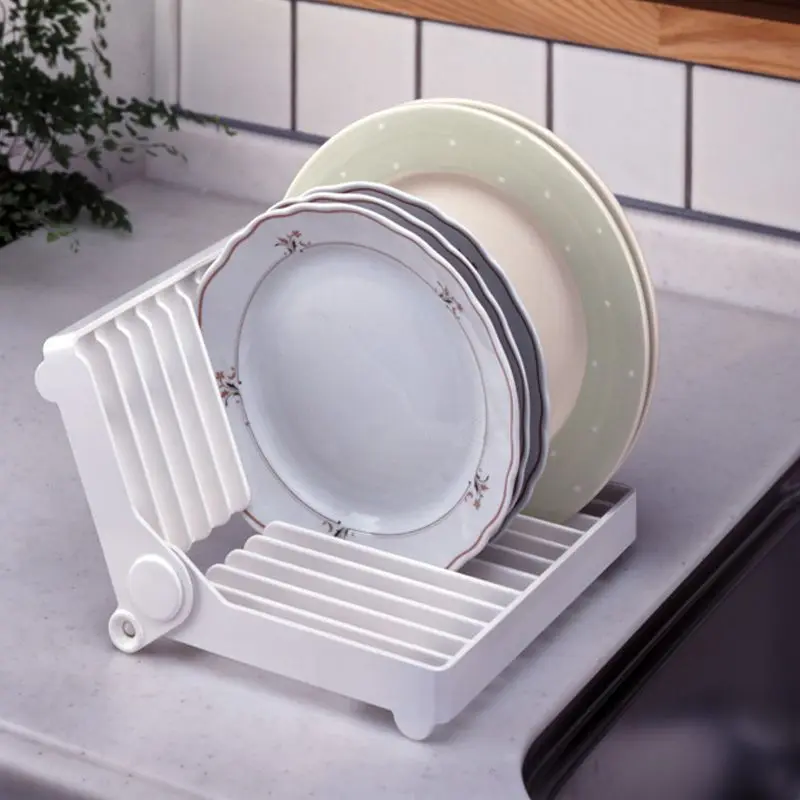 Cocina المنظم ، طوي رف لتجفيف الأطباق طبق مطبخ المنظم تجفيف البلاستيك تخزين حامل طبق تجفيف مخزن المنظم