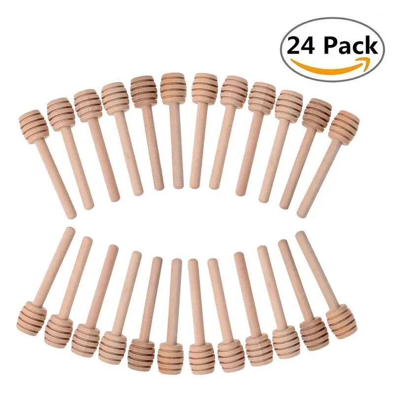 24PCS Mini Holz Honig Dipper Geschirr Kaffee Milch Tee Rühren Sticks Löffel-in Löffel aus Heim und Garten bei