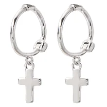 925 Sterling Silver Dainty Brinco Aros Huggies Presentes Da Dama de honra Mini Delicada Pequena Cruz Brinco Da Orelha Fivela Preço de Atacado(China)