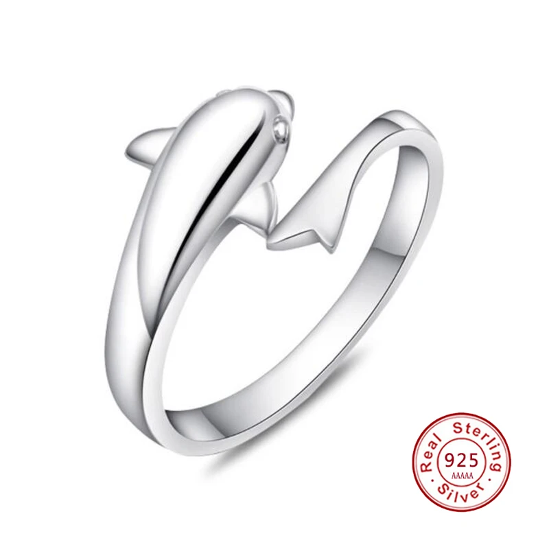 Real 925 Sterling Silver Women Ring Dolphin Pattern For Female s925 Rings Fine Jewelry Gift JN0310 | Украшения и аксессуары