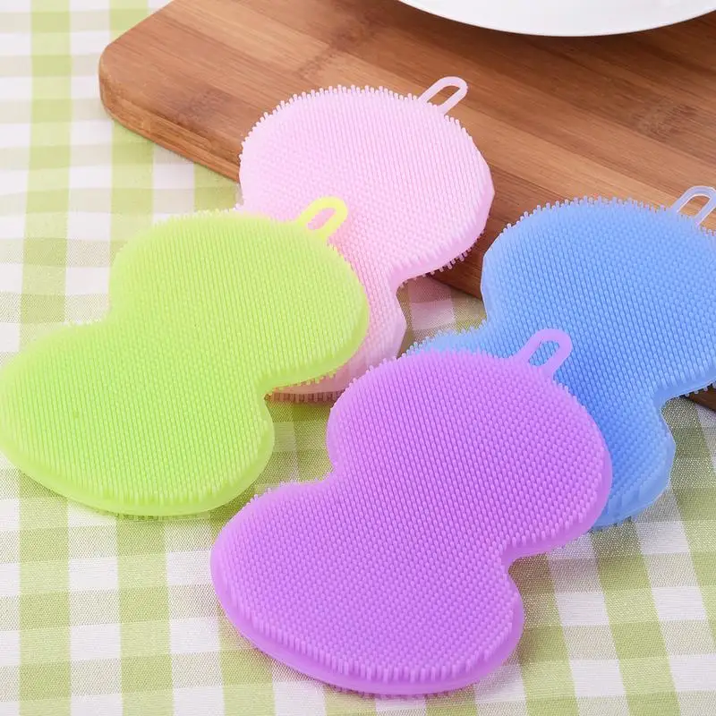 Round Silicone kitchen dishwashing brushes Washing Pot Brush Cleaning