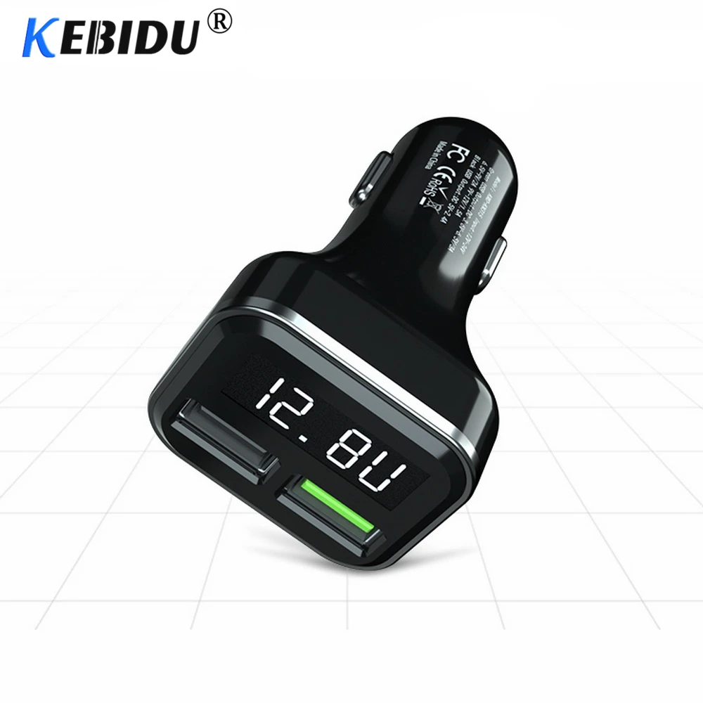 Умное автомобильное зарядное устройство KEBIDU с двумя USB-портами для быстрой