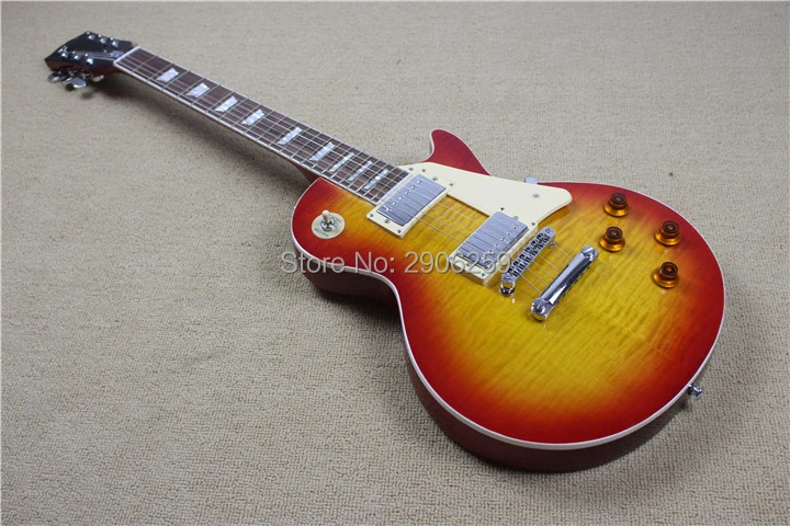 

Custom Shop CSS circle color mahogany guitar,tiger striped maple cover,grove tuner ,glued in one piece guitar,free shipping