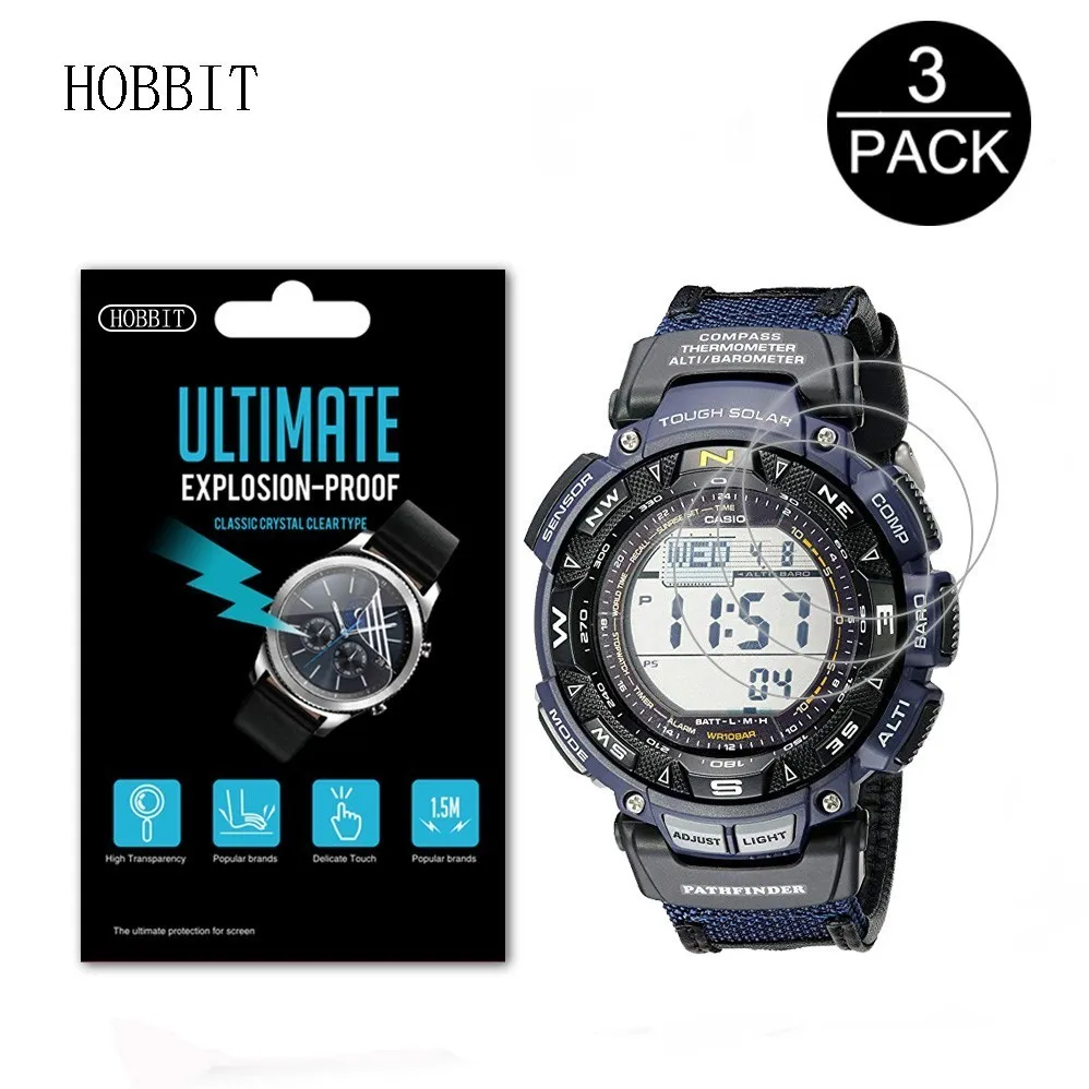 

3Pack 5H Nano Explosion-proof Film For Casio Men's Pathfinder PAG240B 240-1CR 240T Watch Screen Protector Guard LCD Shield Film